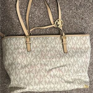 Michael Kors Cream Tote Bag with Gold Hardware